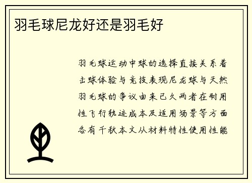 羽毛球尼龙好还是羽毛好